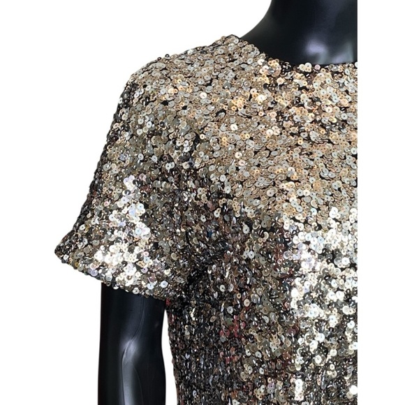 Banana Republic Gold Silver Sequin Party Top NWT Holiday New Year’s Eve Small - Picture 5 of 7